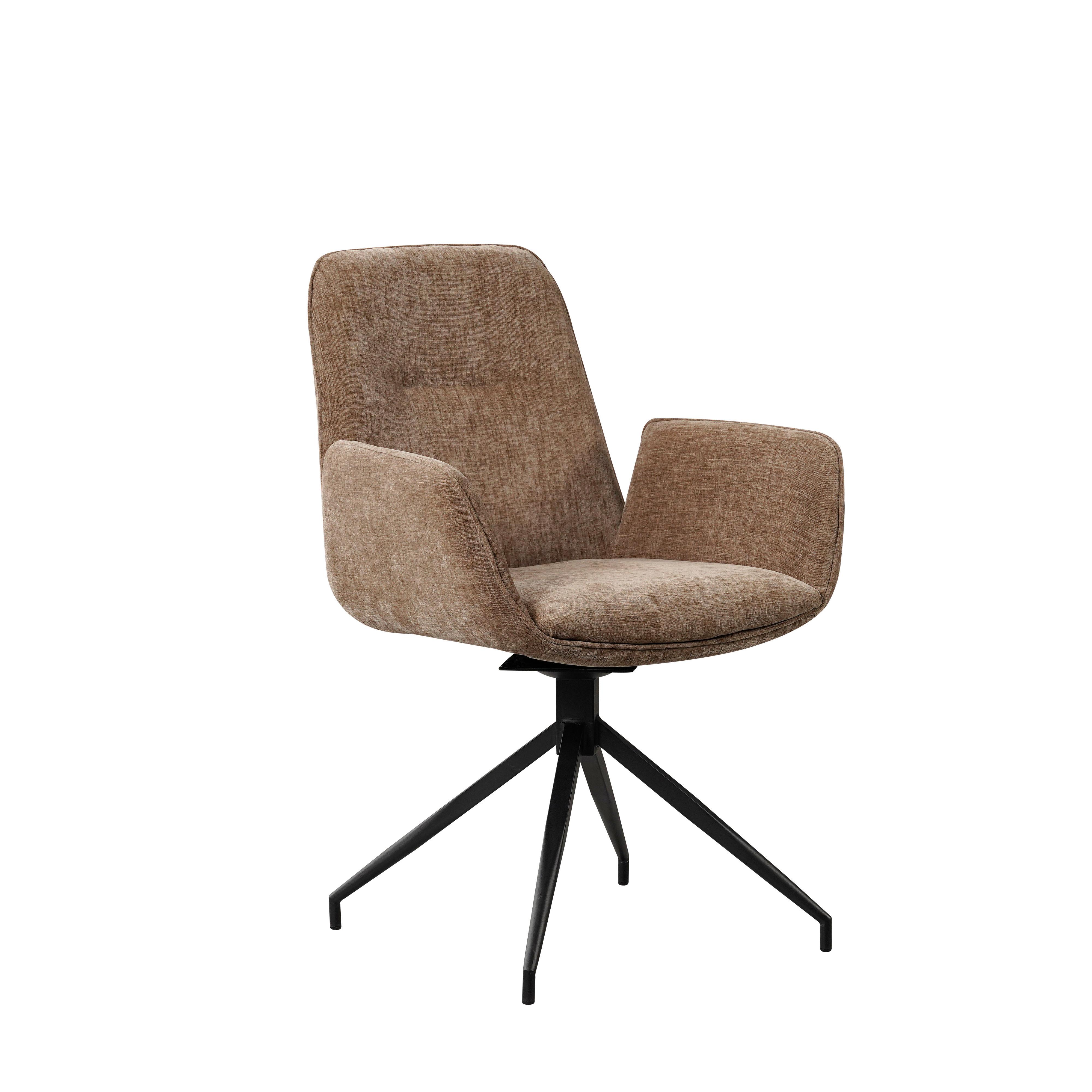 Armlehnstuhl Toulouse Taupe B: 61 cm - Taupe/Schwarz, MODERN, Textil/Metall (61/89/62cm) - MID.YOU