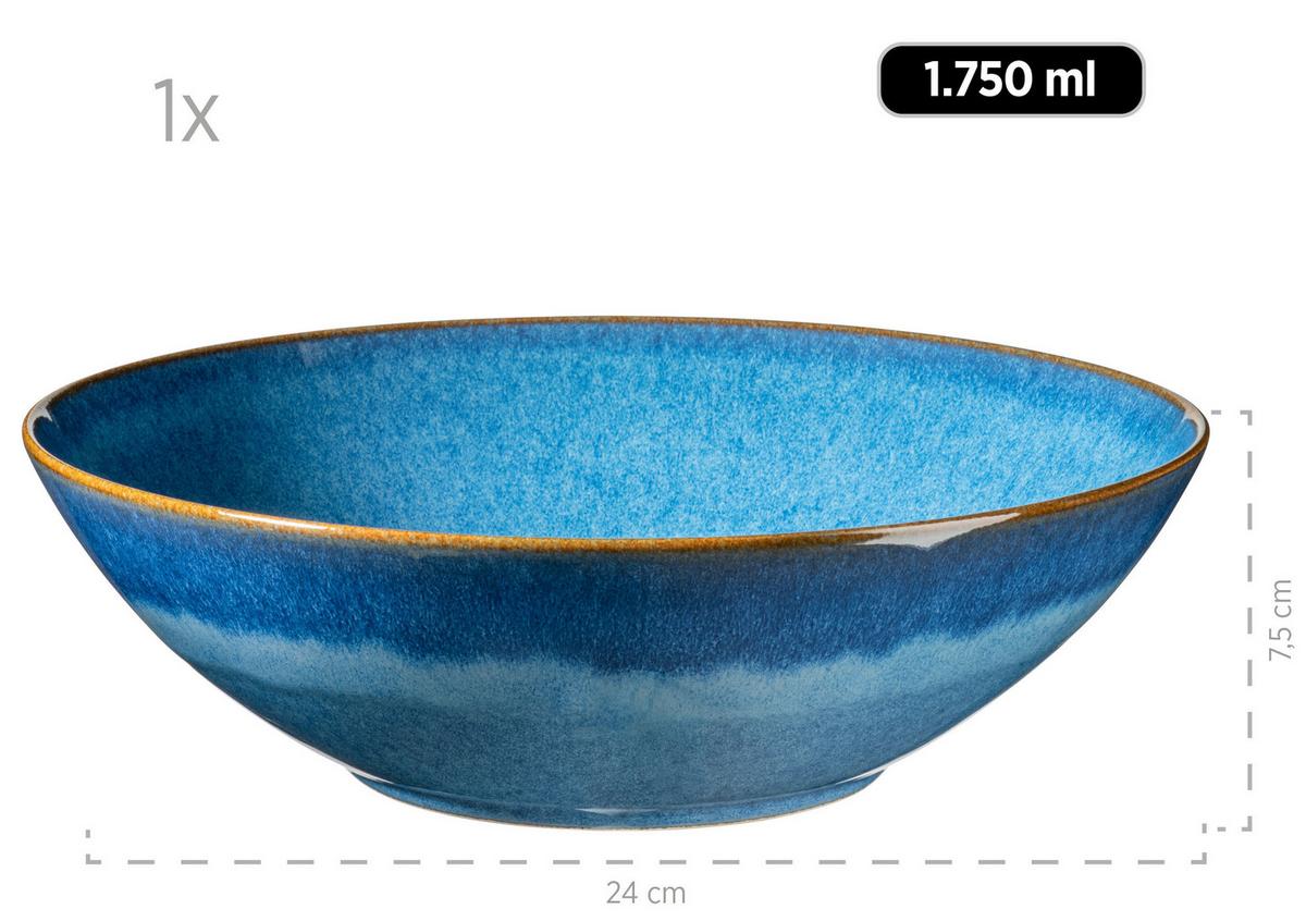 Salatset Königsblau Blau 7-Teilig - Blau, Basics, Keramik (35,5/36,5/31,5cm) - Mäser