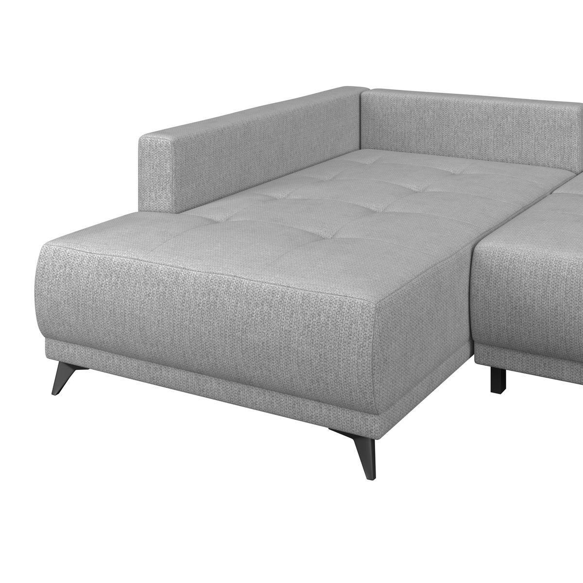 Ecksofa mit Schlaffunktion & Bettkasten Texas Dunkelgrau - Dunkelgrau/Schwarz, KONVENTIONELL, Holz (203/259cm)