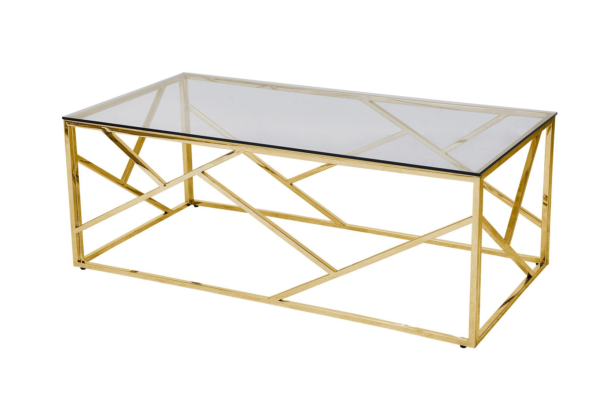 Couchtisch Grau, Goldfarben L: 120 Cm - Goldfarben/Grau, Design, Glas/Metall (120/60/45cm) - Livetastic