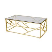 Couchtisch Grau, Goldfarben L: 120 Cm - Goldfarben/Grau, Design, Glas/Metall (120/60/45cm) - Livetastic