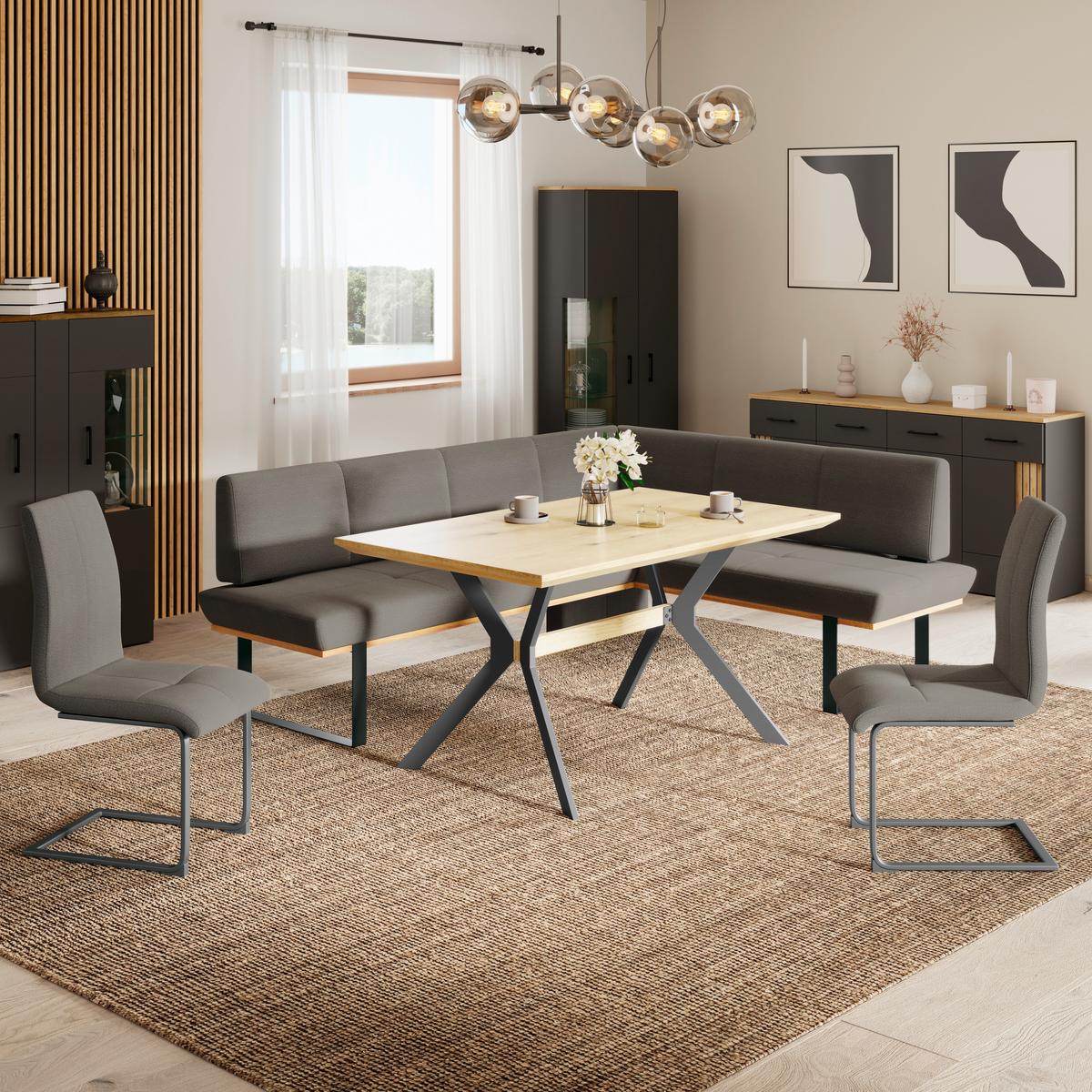 Eckbank Tristan Webstoff schwarz, S:245x175cm - Schwarz, MODERN, Holz/Textil (245/175cm) - James Wood