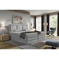 Boxspringbett Mit Topper & Bettkasten 160x200 Swing K - Grau, Design, Textil (160/200cm) - MID.YOU