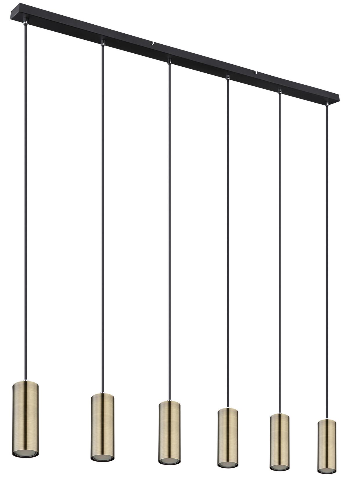 Hängeleuchte 57911-6hm - Messingfarben/Schwarz, Design, Metall (115/6/120cm) - Globo