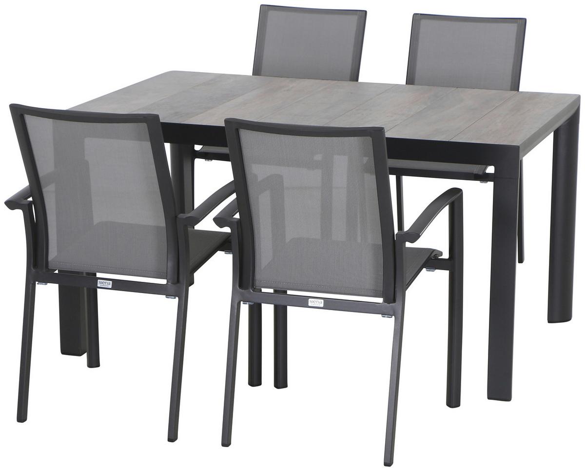 Gartengarnitur Velia 5-Teilig Metall/Textil/Keramik - KONVENTIONELL - Siena Garden