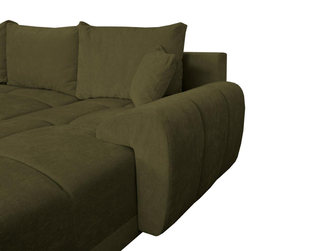 Rohová sedačka BONN, oboustranná, olivová žinylka - černá/olivově zelená, Moderní, textil/plast (296/182cm)