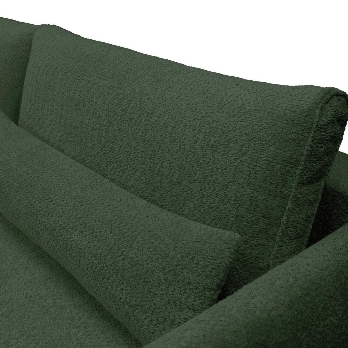 Ecksofa Abriamo Dunkelgrün 273x204 cm - Dunkelgrün/Creme, Design, Textil (273/204cm) - MID.YOU