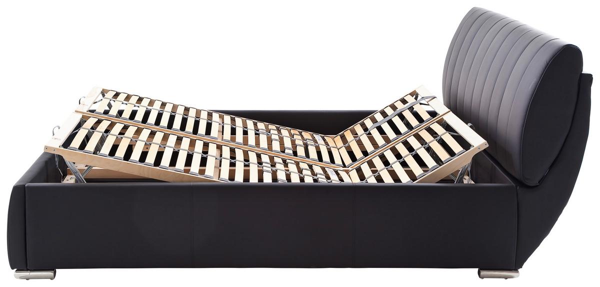 Polsterbett mit Bettkasten + Lattenrost 180x200 cm Bern - Chromfarben/Schwarz, Design, Holz/Textil (180/200cm) - Livetastic