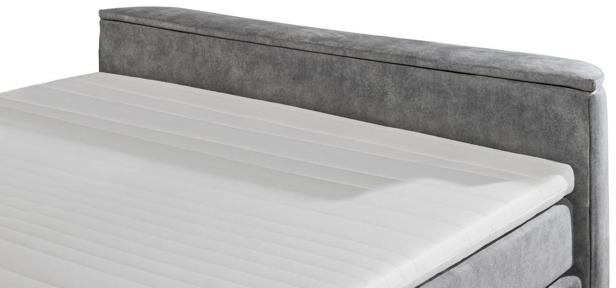Boxspringbett Mit Topper 180x200 Cm Dallas - Grau, MODERN, Holzwerkstoff/Textil (180/200cm) - MID.YOU