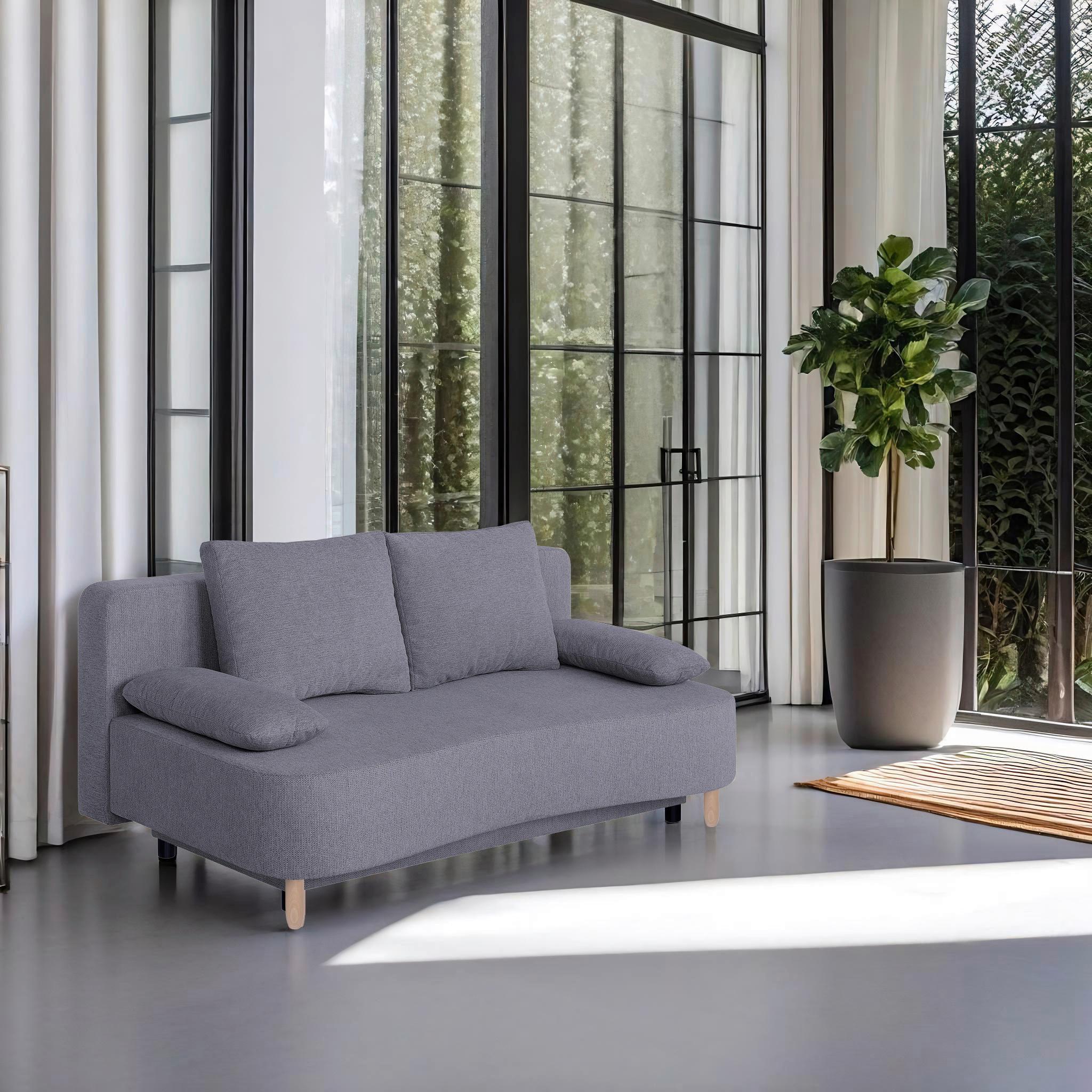 Schlafsofa mit Bettkasten Lara Mokka - Buchefarben/Schwarz, Design, Holzwerkstoff/Textil (193/86/85cm) - P & B