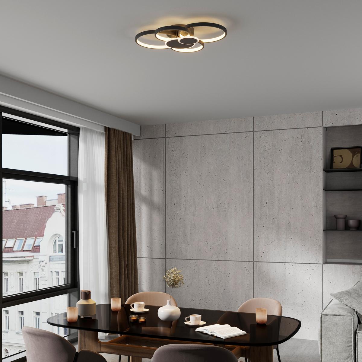 LED-DECKENLEUCHTE CHRISTIN - Schwarz, Basics, Kunststoff/Metall (46/62/10cm) - Luca Bessoni