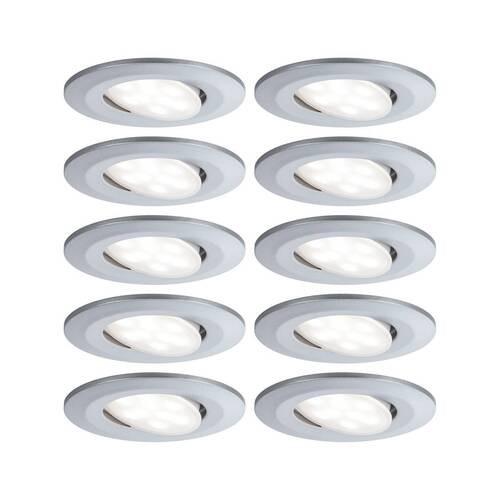 LED-Deckenleuchte Ø 9 cm 10er- Set Schwenkbar Chromfarben - Chromfarben, Basics, Kunststoff (9cm) - Paulmann