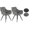 Armlehnstuhl Florentina Grau 2er-Set - Schwarz/Grau, MODERN, Textil/Metall (56/82/63cm) - MID.YOU