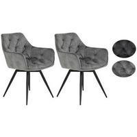 Armlehnstuhl Florentina Grau 2er-Set - Schwarz/Grau, MODERN, Textil/Metall (56/82/63cm) - MID.YOU