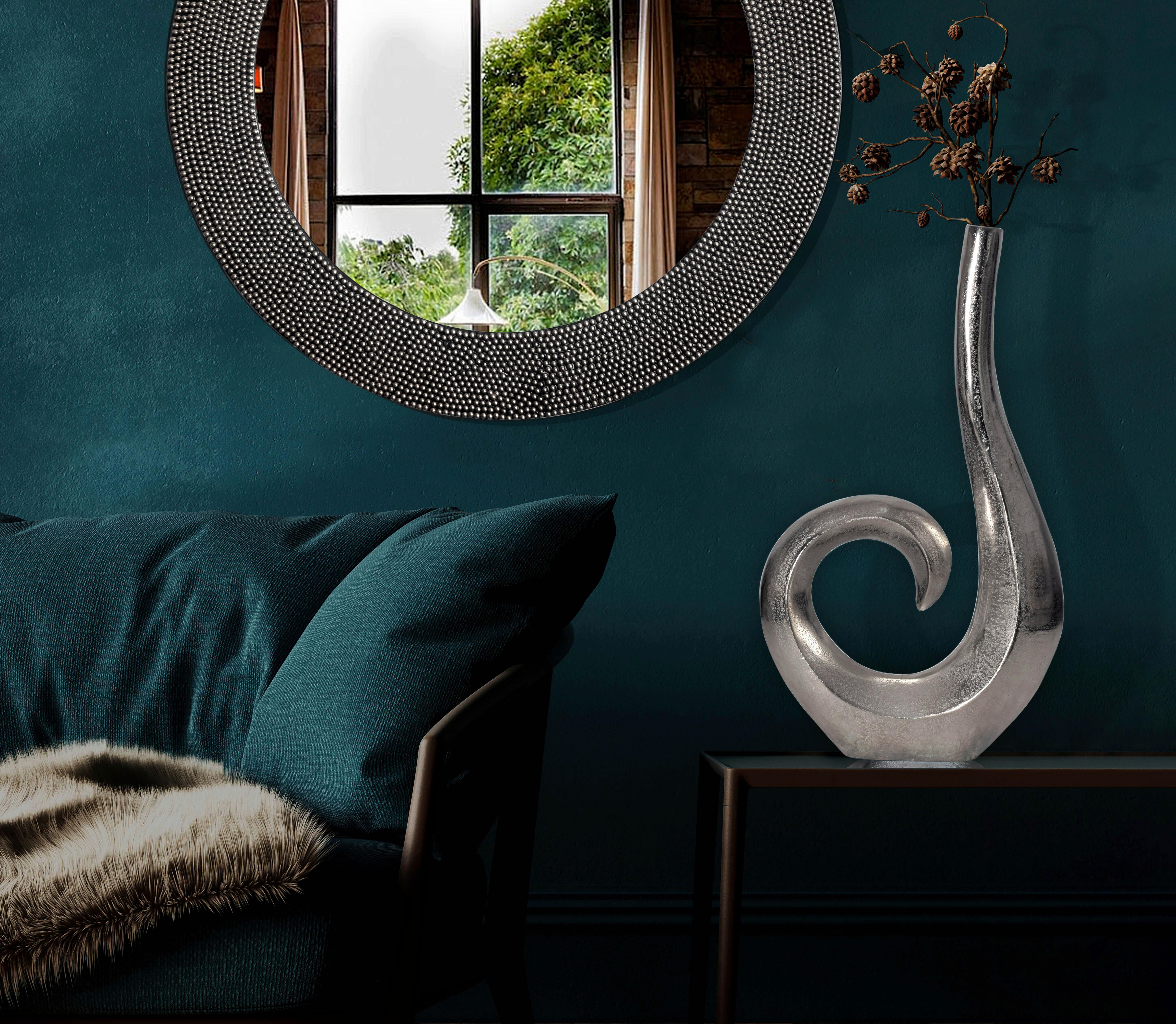 Dekovase Spirale Silberfarben B: 26 cm - Silberfarben, Design, Metall (26/47/8cm) - Livetastic