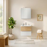 BADEZIMMER Verona Weiß/Wildeiche B: 60cm - Wildeiche/Weiß, Trend, Glas/Holzwerkstoff (60cm) - Held