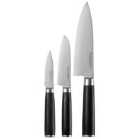 Messerset Damaszener 3 Tlg. Damaststahl Klinge - Edelstahlfarben, Trend, Metall (17,8/12,7/8,9cm) - Echtwerk
