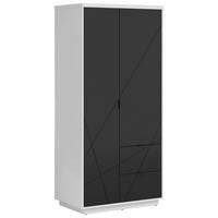 Drehtürenschrank B: 94 cm Forn Schwarz/Weiß - Weiß Hochglanz/Schwarz, MODERN, Holzwerkstoff (94/200,5/56,5cm) - MID.YOU