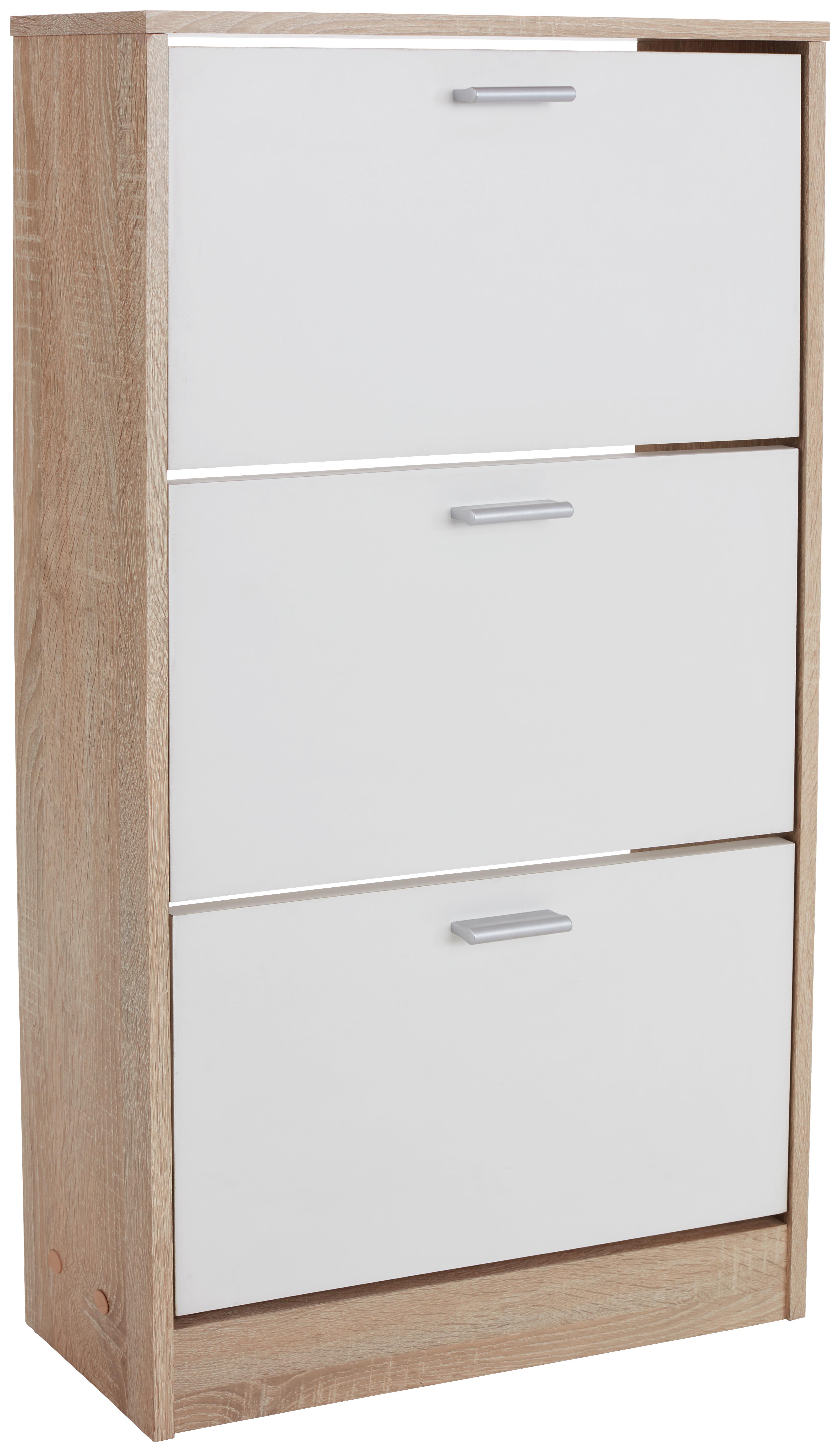 Cipősszekrény 3 Ajtós - Tölgyfa, modern, Faalapú anyag (58/107/18cm)