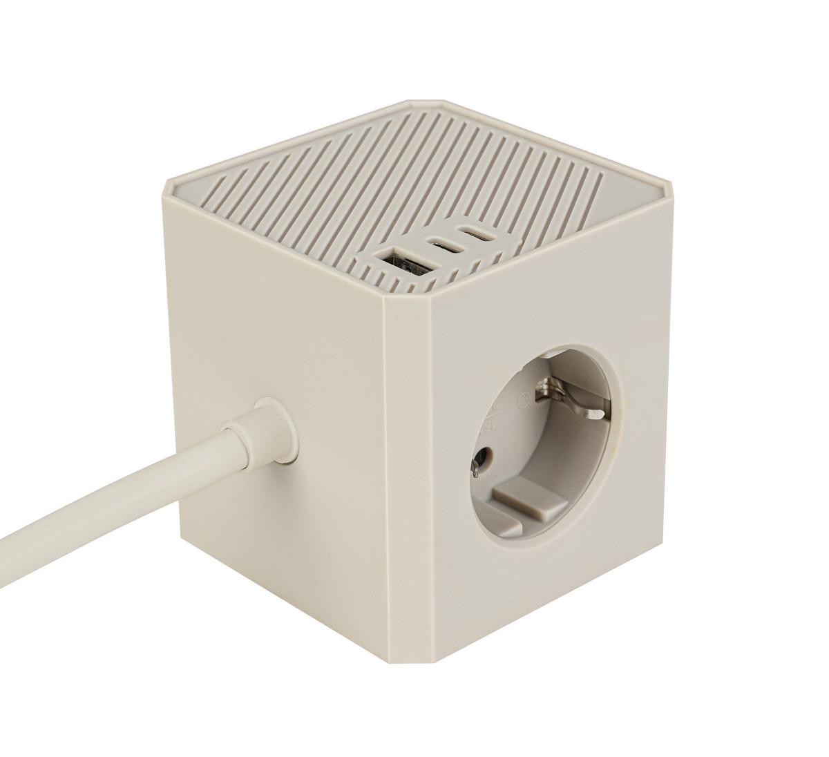 VÍCEFUNKČNÍ ZÁSTRČKA MALI - pískové barvy, Moderní, kov/plast (7,5/7,5/7,5cm) - Mömax