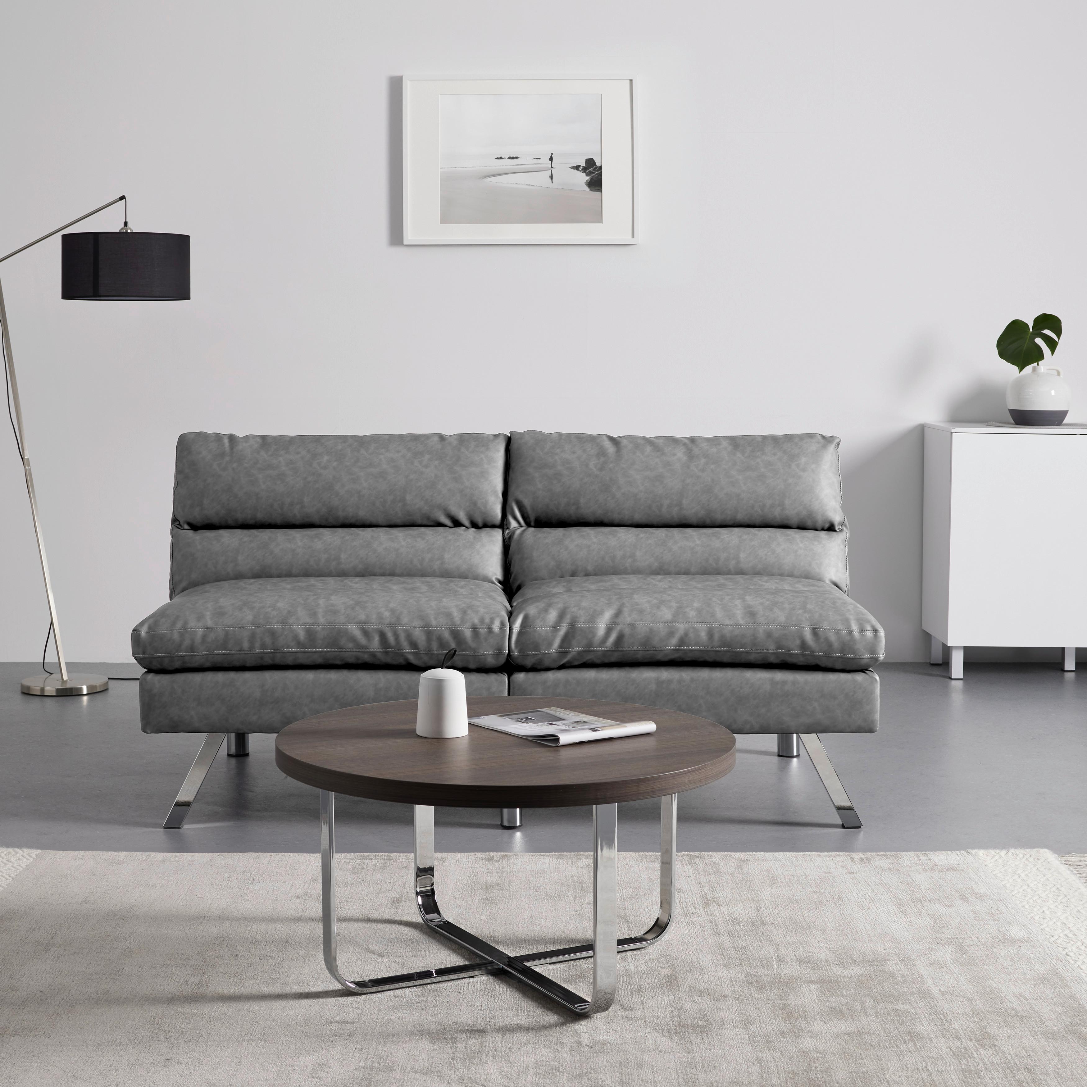 Pohovka LIA světle šedá - světle šedá/barvy chromu, Moderní, dřevo/textil (171/112/53cm) - Bessagi Home