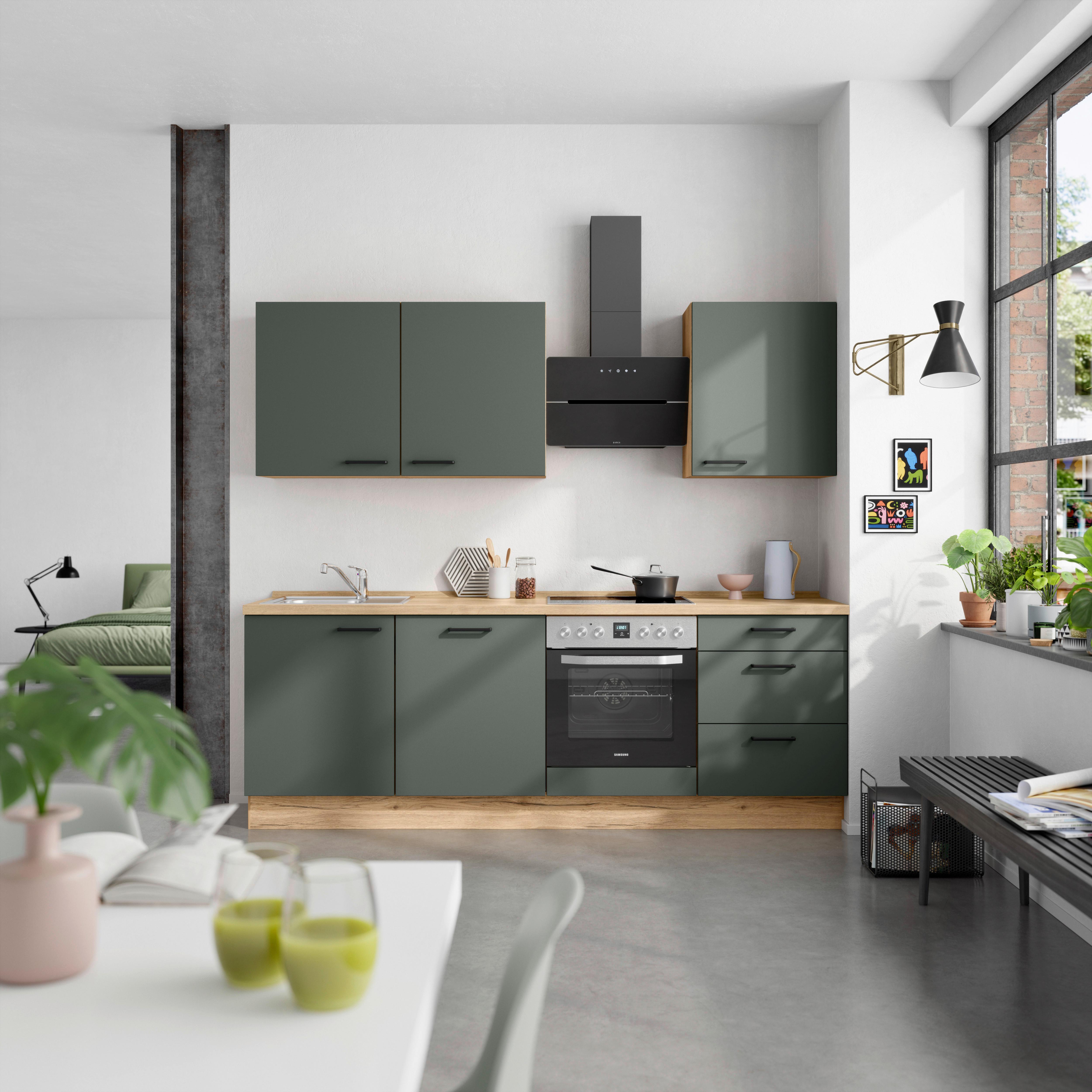 Küchenleerblock Easytouch High-Line, H9 Rechts - Dunkelgrün/Eichefarben, MODERN, Holzwerkstoff (240cm) - Nobilia