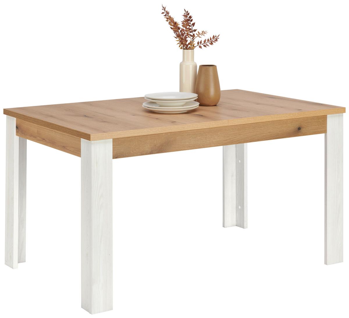 Ausziehtisch Rovigio Weiß/ Eiche-/Lärchefarbe B:140-180cm - Eichefarben/Lärchefarben, KONVENTIONELL, Holzwerkstoff (140-180/76/90cm) - Landscape