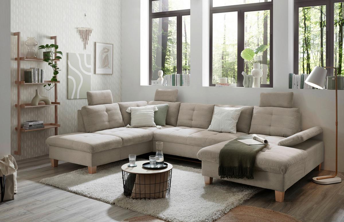 Wohnlandschaft Ascot Grau U: 220x324x170 Cm - Eichefarben/Grau, KONVENTIONELL, Textil (220/324/170cm) - MID.YOU