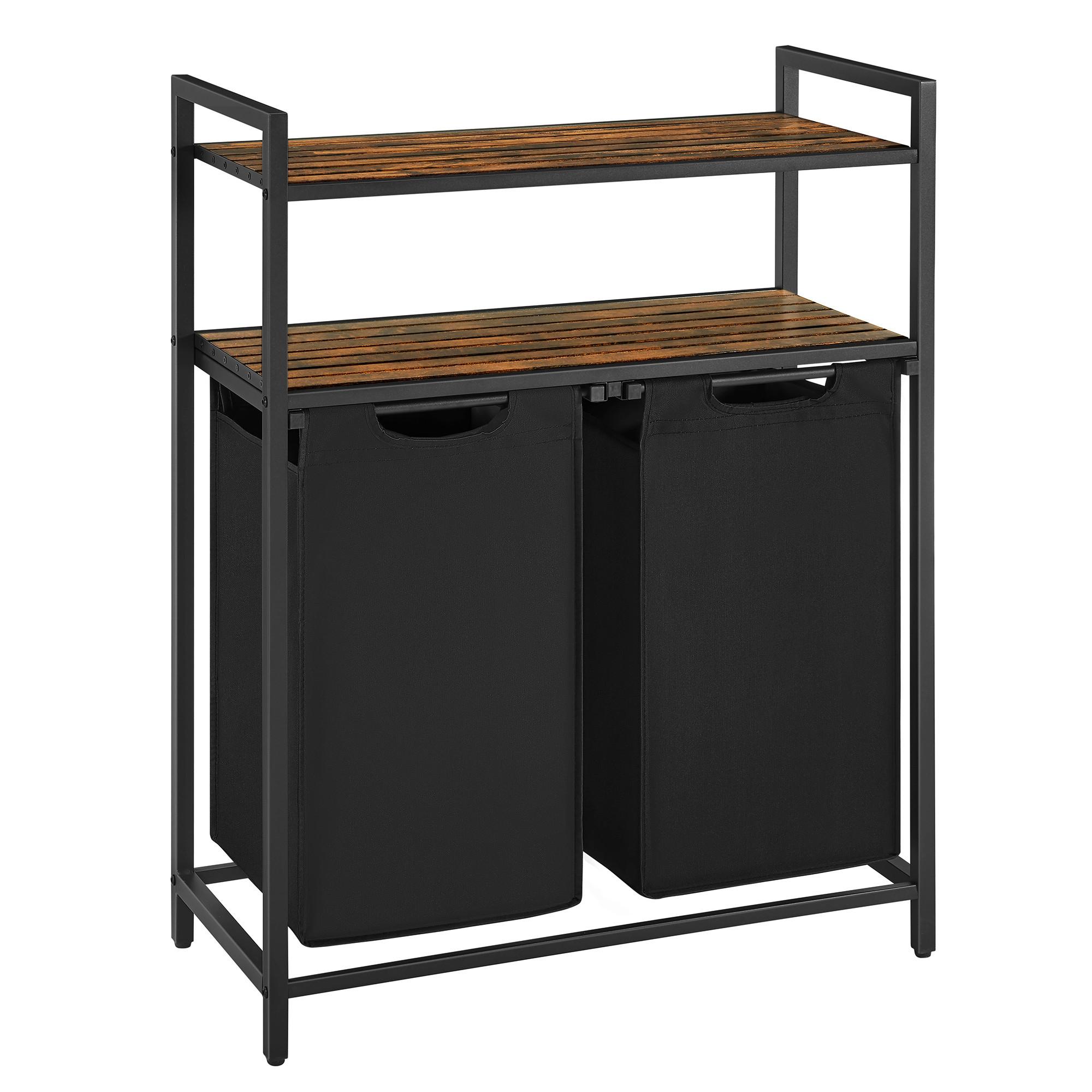 Wäschekorb Blh211b01 - Schwarz/Braun, Trend, Holzwerkstoff/Textil (73/92/33cm) - MID.YOU