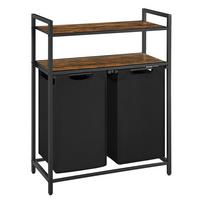 Wäschekorb Blh211b01 - Schwarz/Braun, Trend, Holzwerkstoff/Textil (73/92/33cm) - MID.YOU