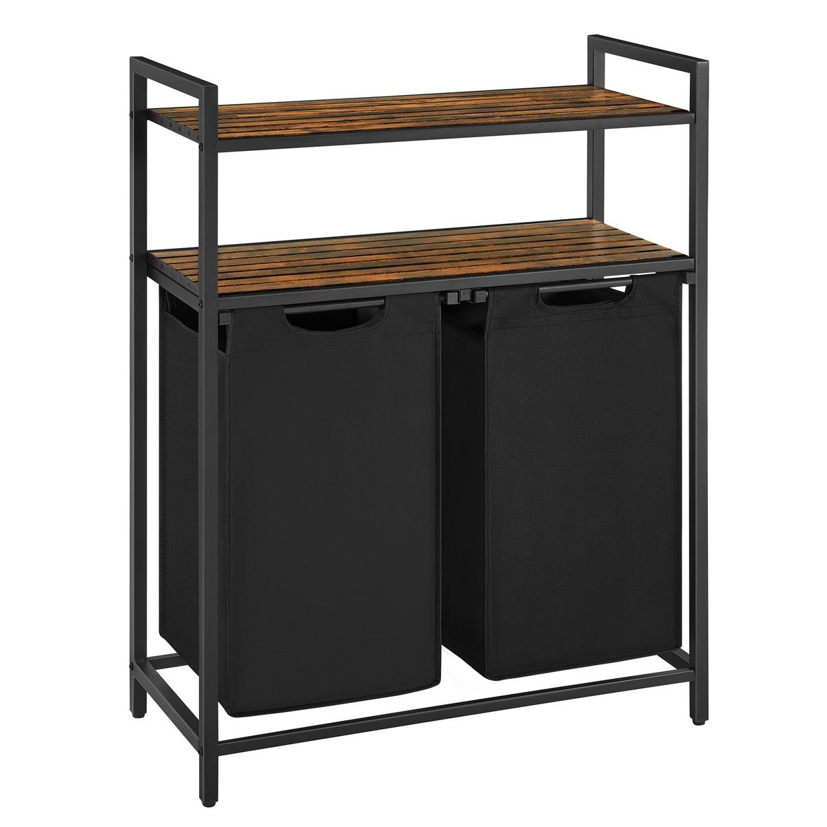 Wäschekorb Blh211b01 - Schwarz/Braun, Trend, Holzwerkstoff/Textil (73/92/33cm) - MID.YOU