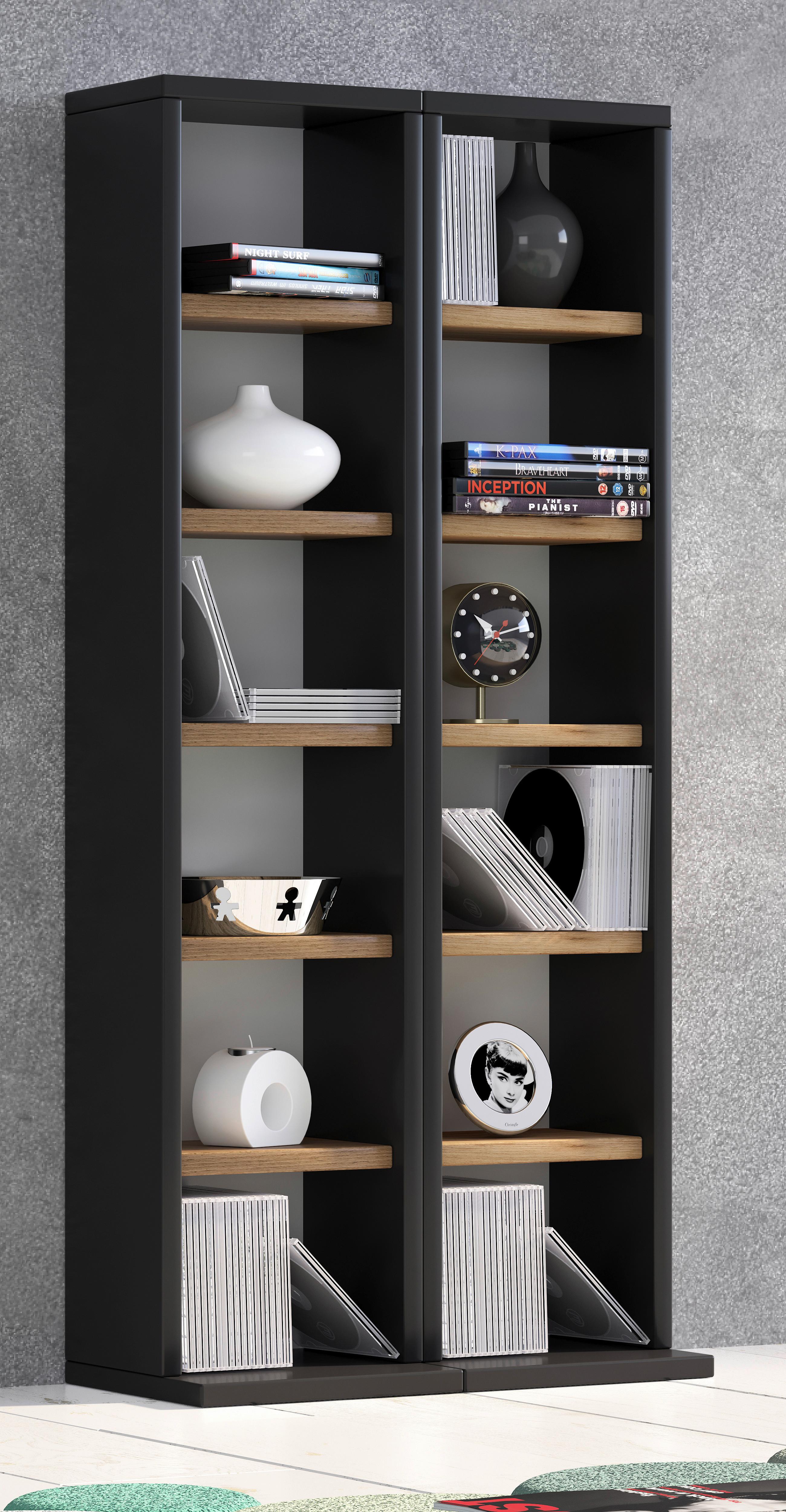 CD-Regal Milano Anthrazit Honigeiche Dekor - Honigeiche/Anthrazit, Design, Holzwerkstoff (42/91,8/20cm) - MID.YOU