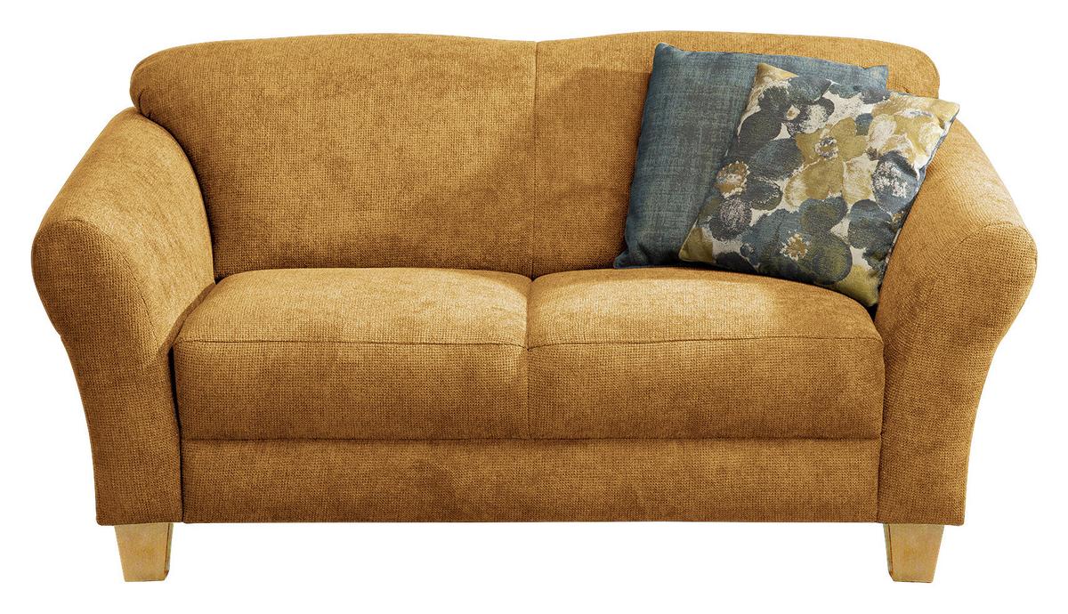 2-Sitzer-Sofa Gotland senfgelb Rücken echt, 163x84x89 cm - Senfgelb/Naturfarben, KONVENTIONELL, Textil (163/84/89cm) - Sit & More
