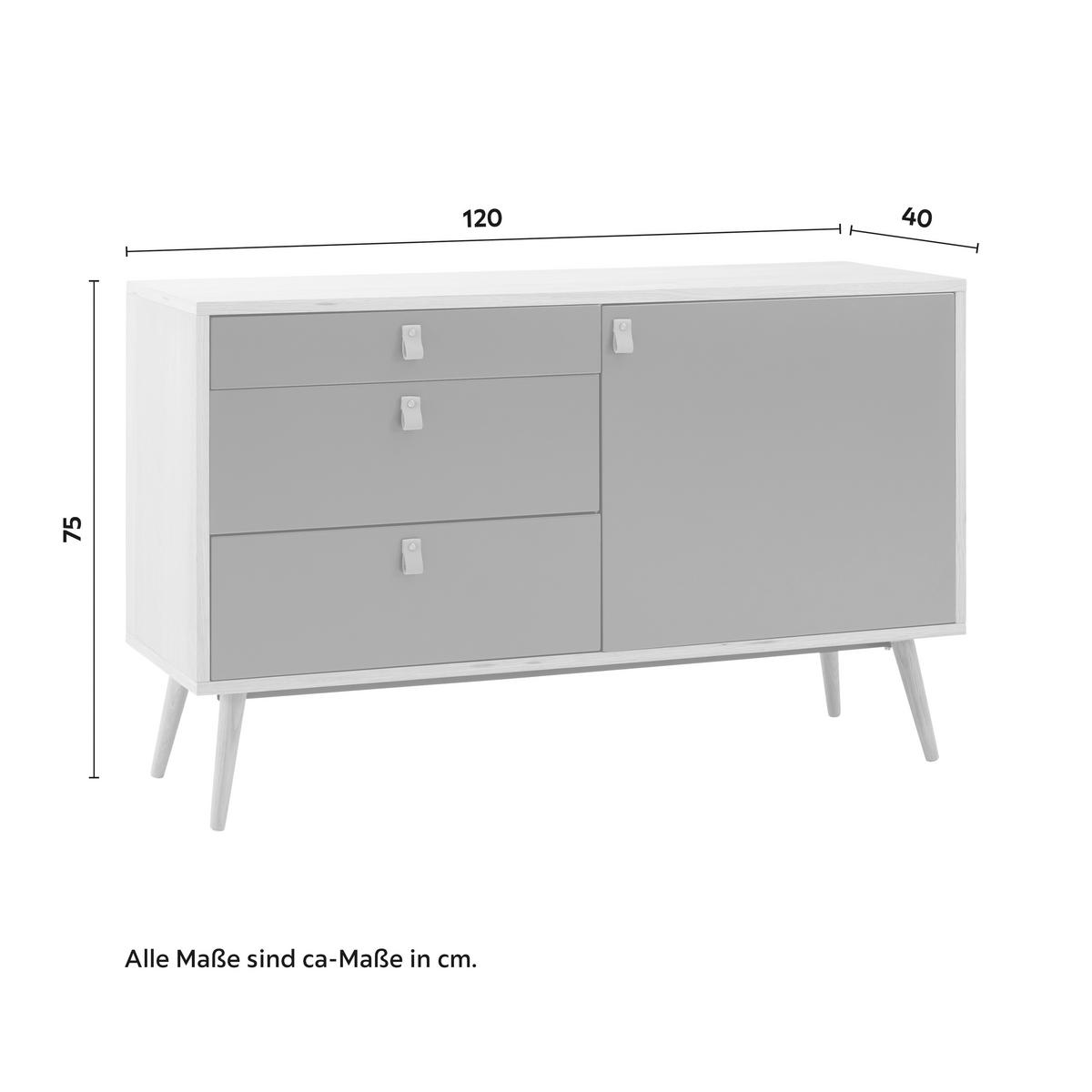 Široká komoda LENA prírodné farby/sivá - svetlohnedá/sivá, Modern, drevo/kompozitné drevo (120/75/40cm) - Bessagi Home