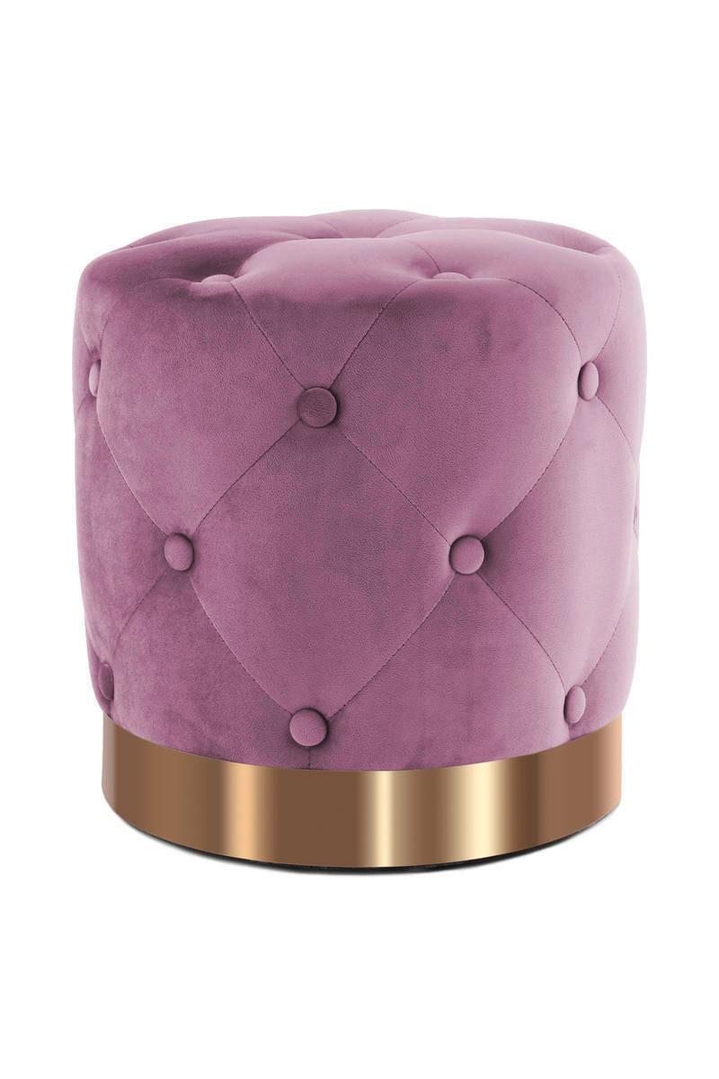 Pouf in Lila und Gold mit Knopfsteppung