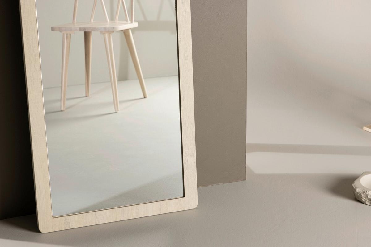Dekospiegel Memphis Weiß B: 60cm - Weiß, MODERN, Glas/Holz (60/193/3cm) - Livetastic
