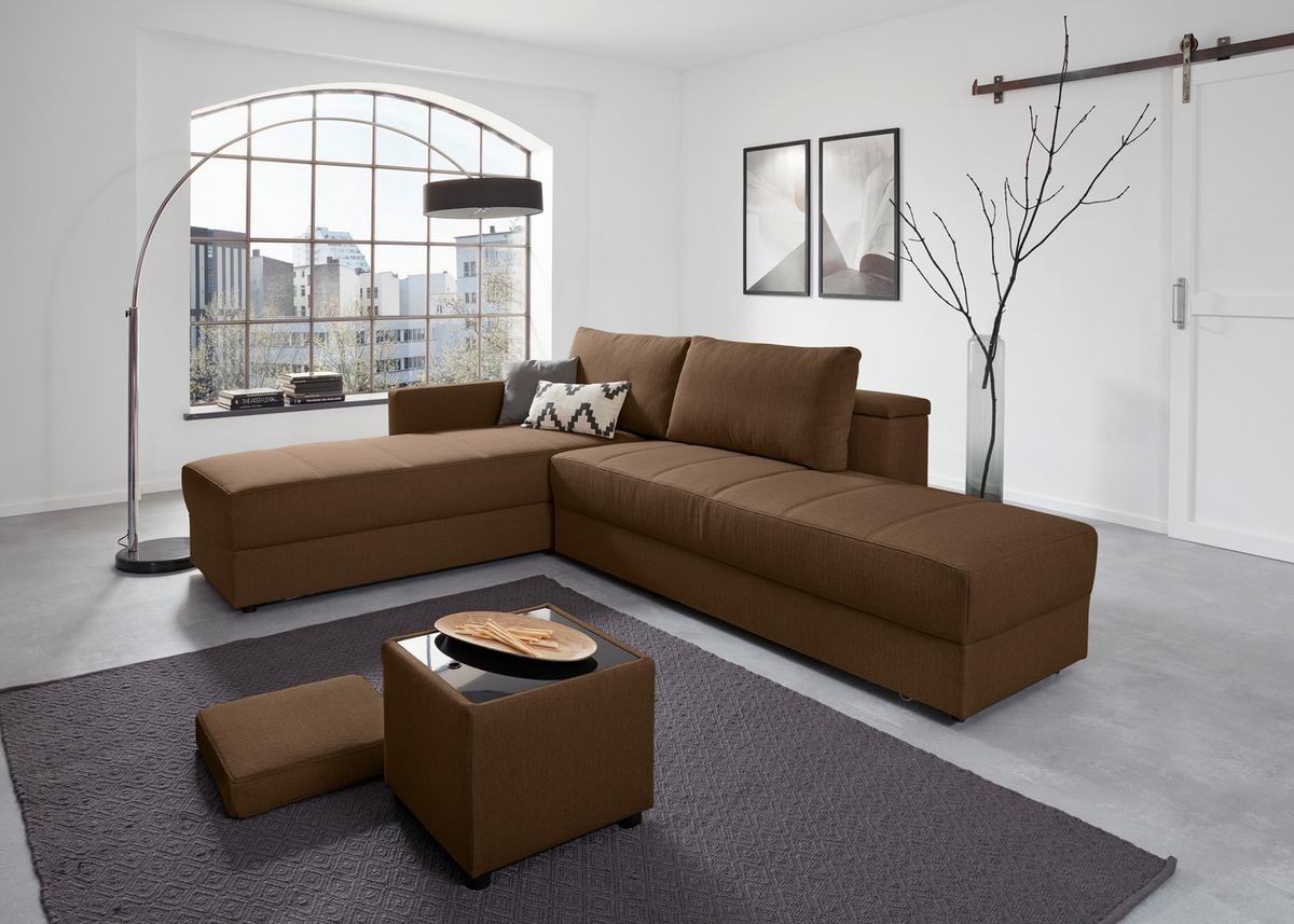 Ecksofa Looks IIi - Dunkelbraun/Schwarz, Design, Textil (287/229cm) - LOOKS by W.Joop