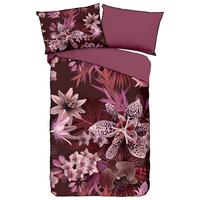 Wendebettwäsche 140x200 cm Farze Descanso Bordeaux Blume - Bordeaux, Basics, Textil (140/200cm)