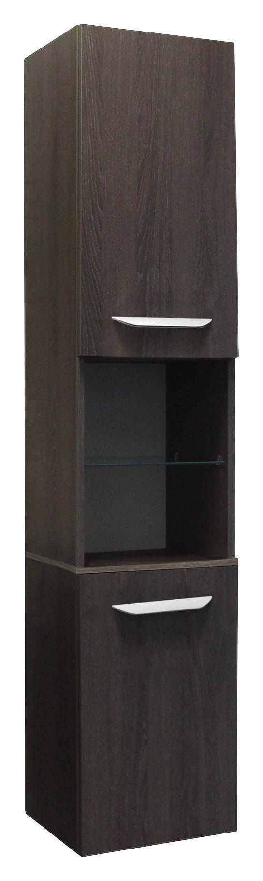 Hochschrank Lavella B: 35cm Eiche Dekor - Eichefarben, MODERN, Glas/Holzwerkstoff (35,5/169/32cm) - Fackelmann