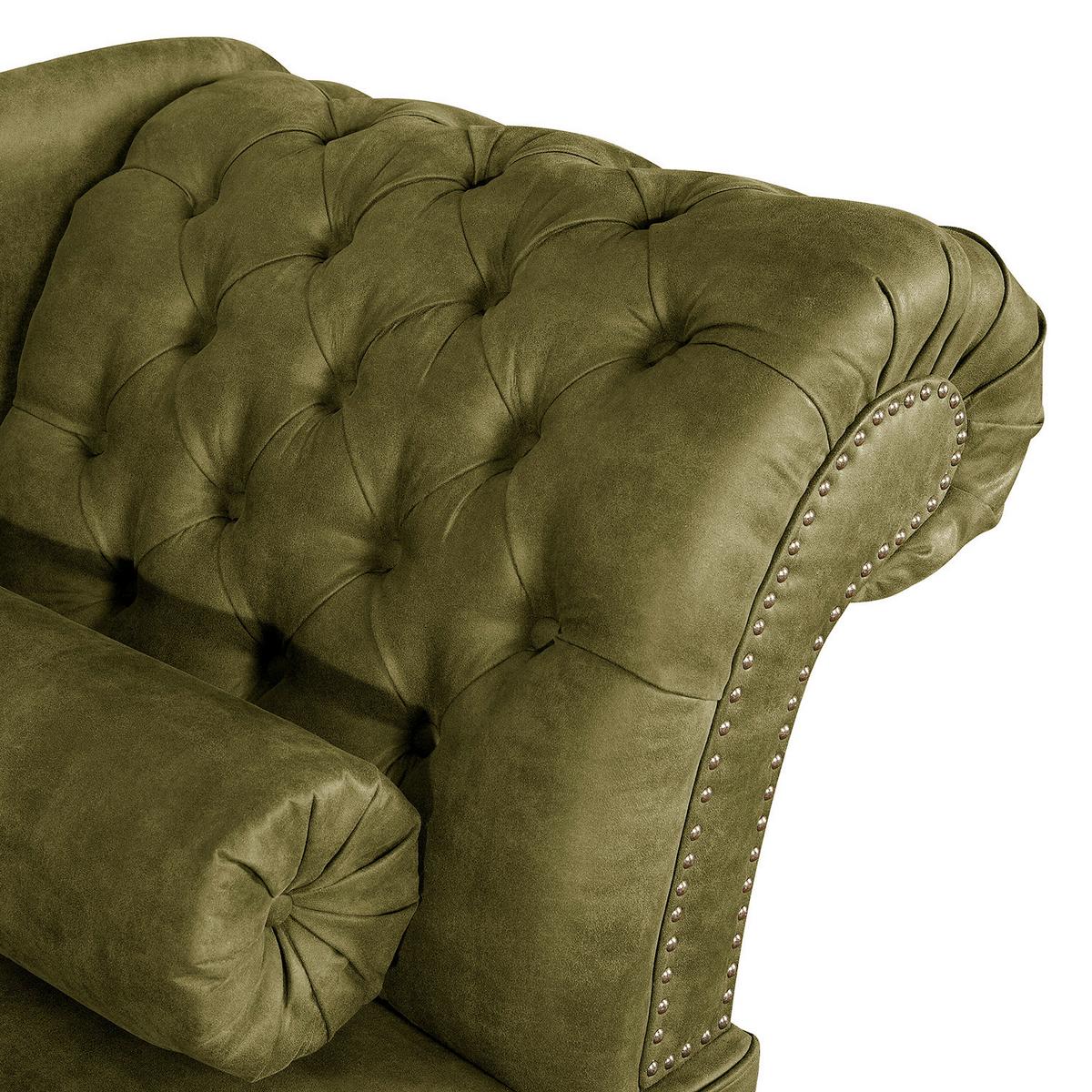 Récamiere Pako Olivgrün B: 185cm - Braun/Olivgrün, Design, Textil (185/93/75cm) - Livetastic