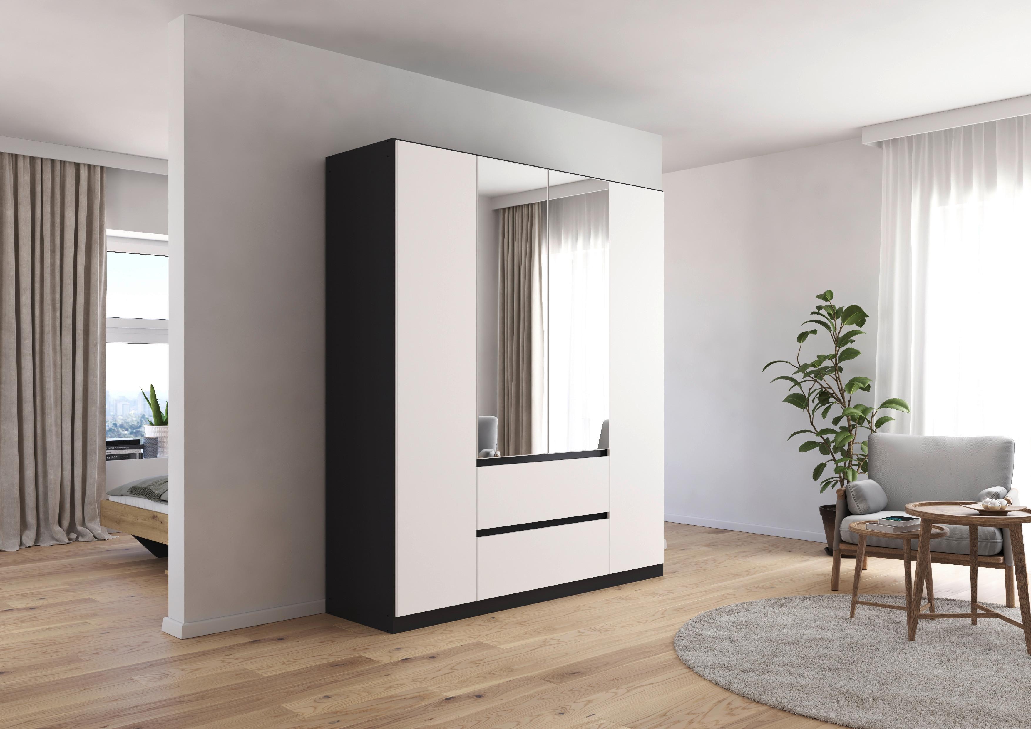 Drehtürenschrank Mainz Grau/Weiß B: 181 cm - Silberfarben/Weiß, Basics, Holzwerkstoff (181/210/54cm) - Rauch Möbel