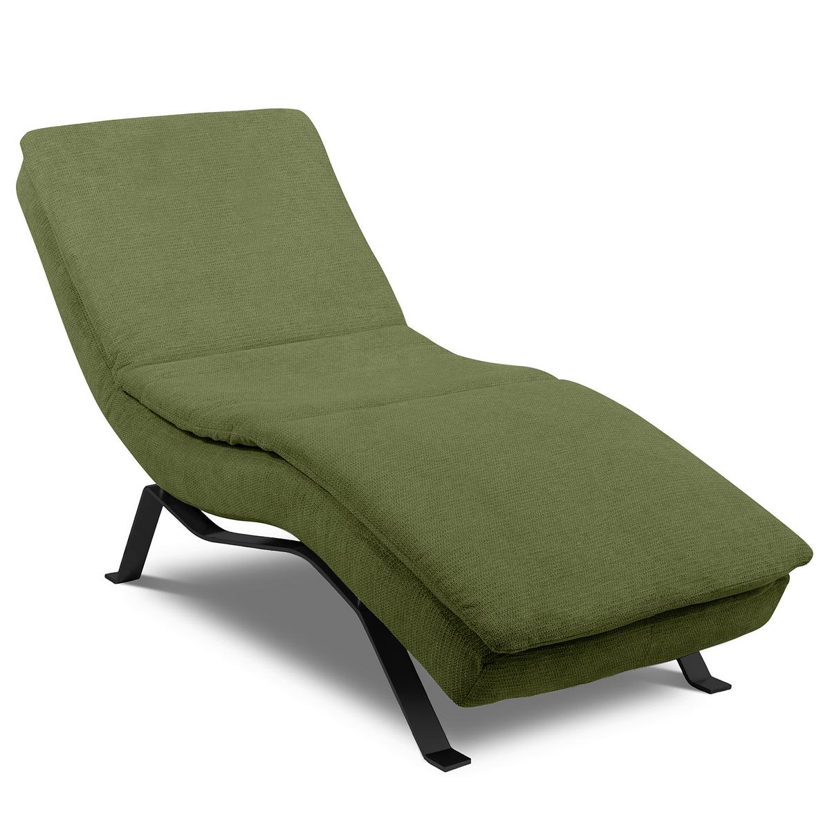 RELAXLIEGE Grün, B: 65 cm - Schwarz/Grün, Design, Leder (65/95/171cm) - Celina Home