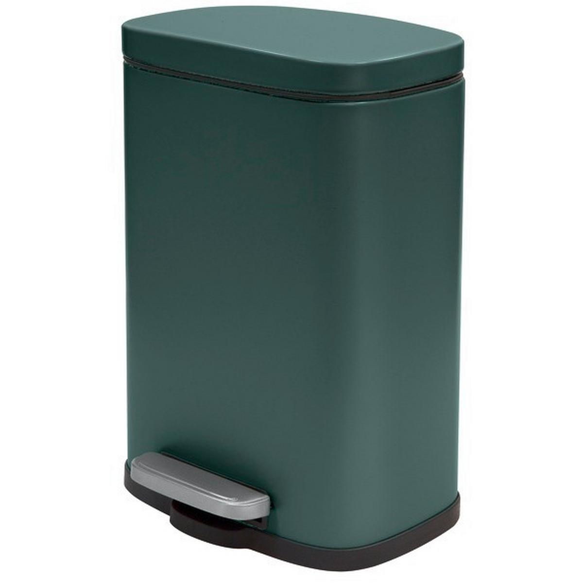 Treteimer Akira 5l Dunkelgrün Metall LxBxH: 21,4x17,6x30 cm - Dunkelgrün/Schwarz, Basics, Kunststoff/Metall (21,4/17,6/30cm)