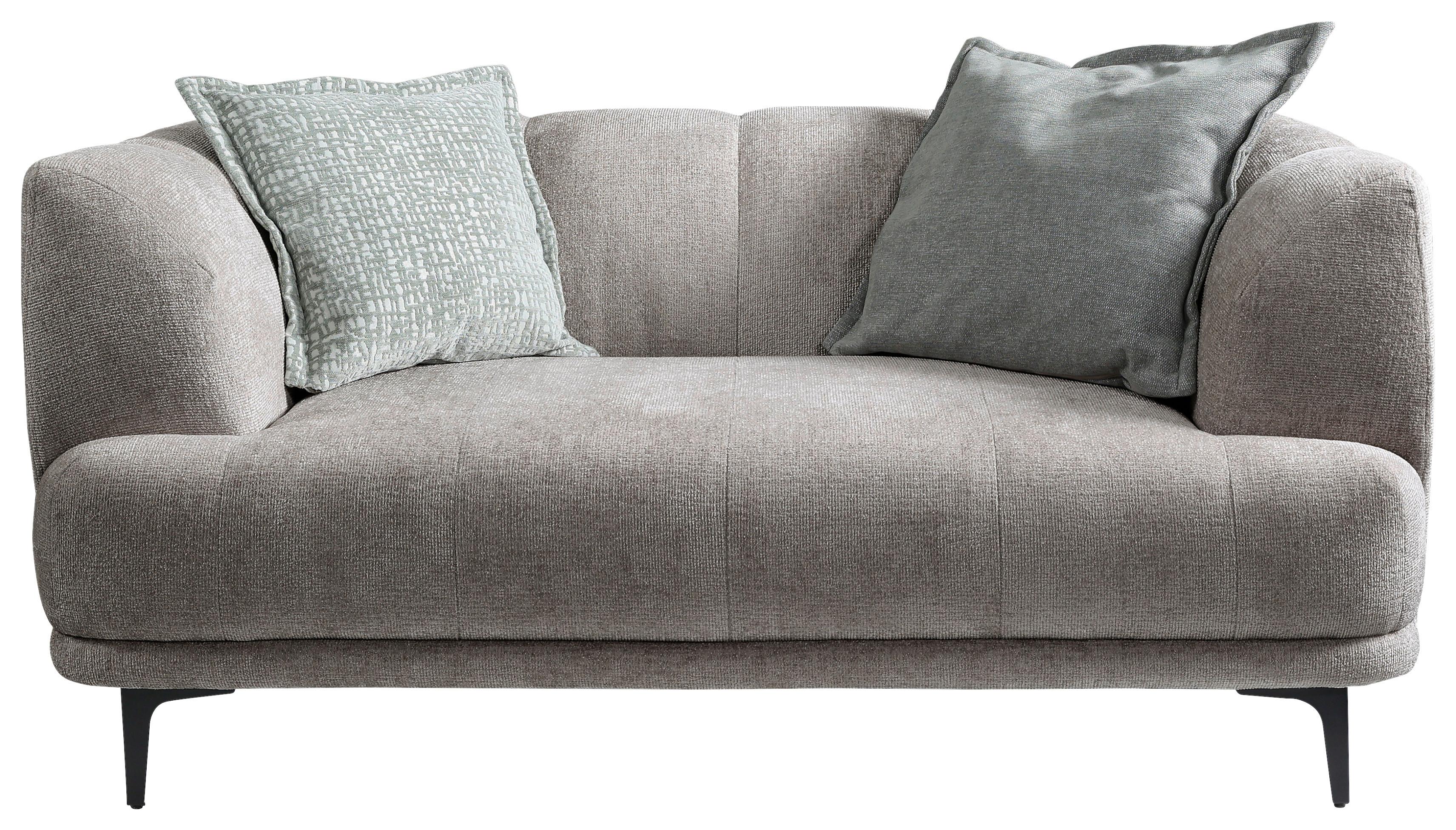 2-Sitzer-Sofa Lou Graubraun, 166 cm - Graubraun/Schwarz, Design, Textil (166/77/106cm) - MID.YOU