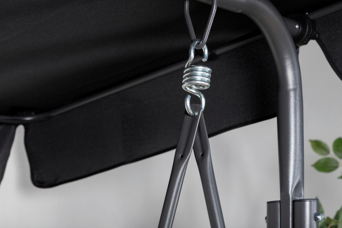 Hollywoodschaukel Montreal - Schwarz, KONVENTIONELL, Textil/Metall (204/163/130cm) - Gardenson