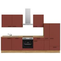 Küchenleerblock Easytouch Low-Line, L11 Rechts - Eichefarben/Rot, MODERN, Holzwerkstoff (330cm) - Nobilia