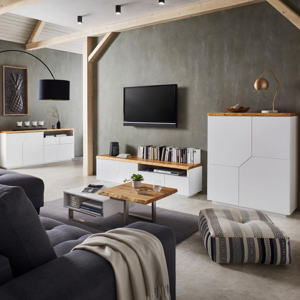 TV diel CARLOS - biela/farba duba, Modern, drevo (180/46,5/42cm) - Modern Living