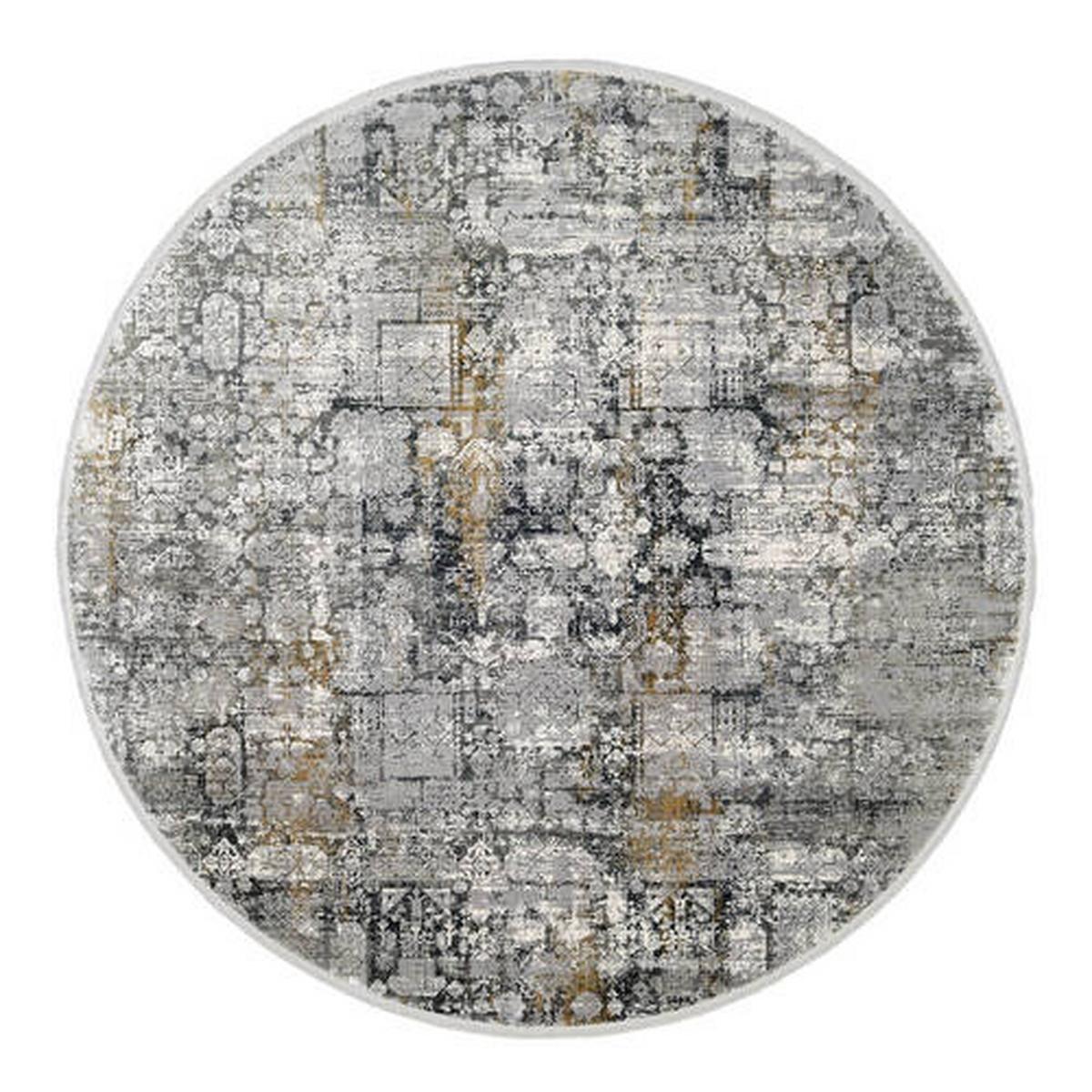 Webteppich Grau/Goldfarben Sinfonia Rund Ø 240 cm - Goldfarben/Grau, Design, Textil (240cm) - Musterring