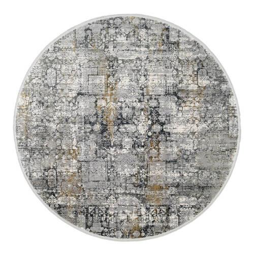Webteppich Grau/Goldfarben Sinfonia Rund Ø 240 cm