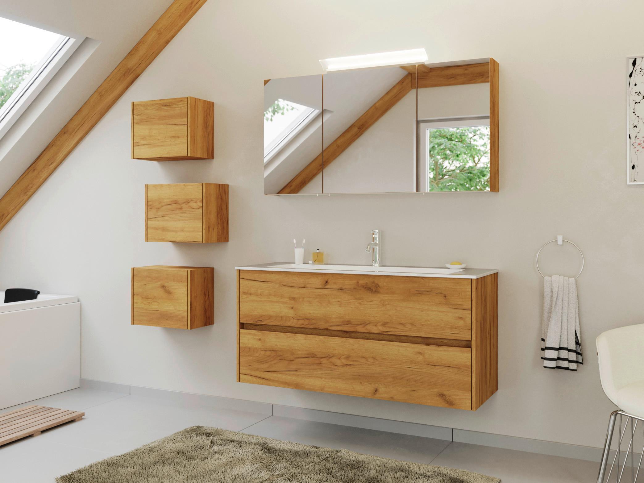 BADEZIMMER Limes, Eichefarben B: 120 cm - Eichefarben/Weiß, Basics, Holzwerkstoff/Stein (120cm) - MID.YOU